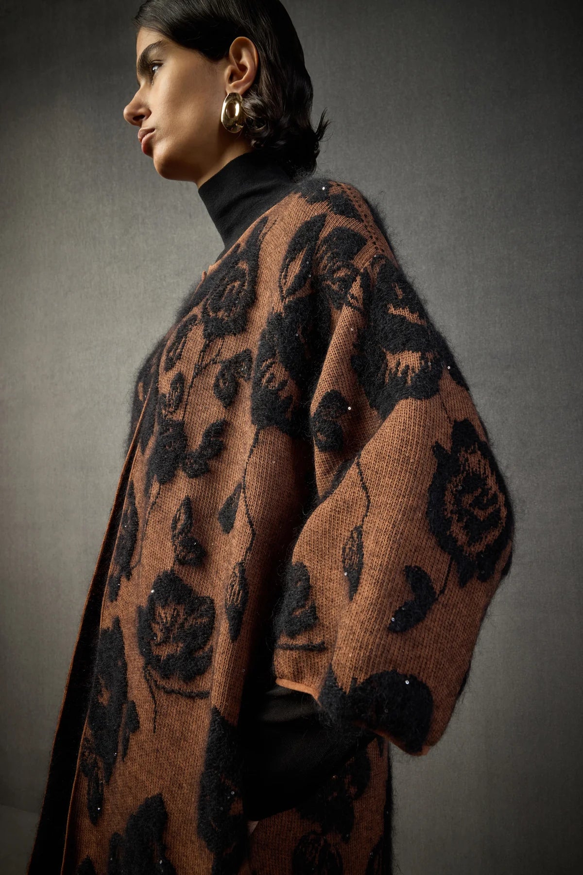 MATTHEW MOHAIR BLEND COAT - TERRACOTTA/BLACK