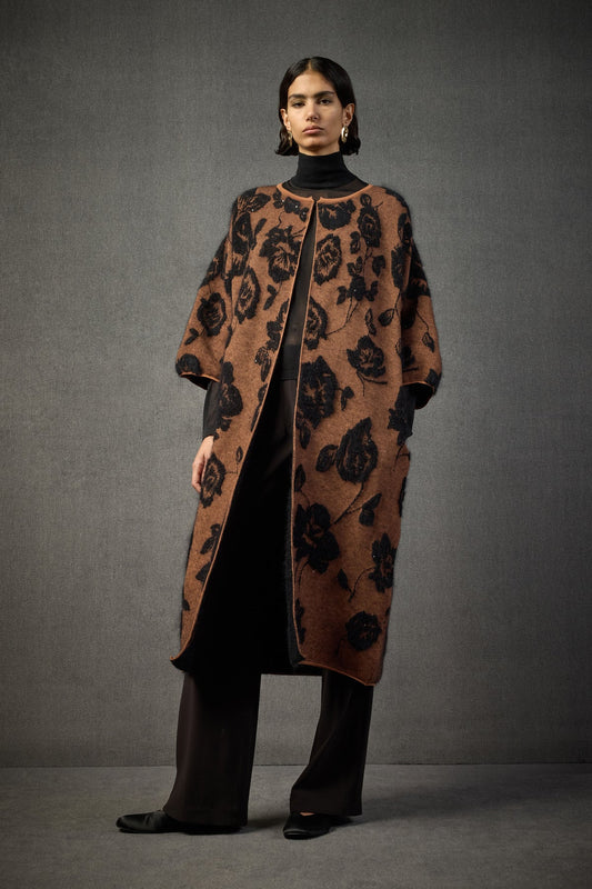 MATTHEW MOHAIR BLEND COAT - TERRACOTTA/BLACK