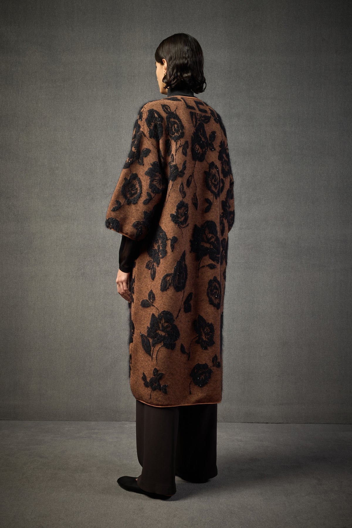 MATTHEW MOHAIR BLEND COAT - TERRACOTTA/BLACK