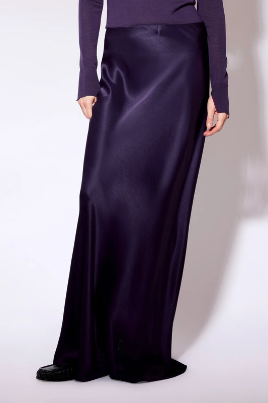 SATIN MAXI SKIRT - BLUEBERRY
