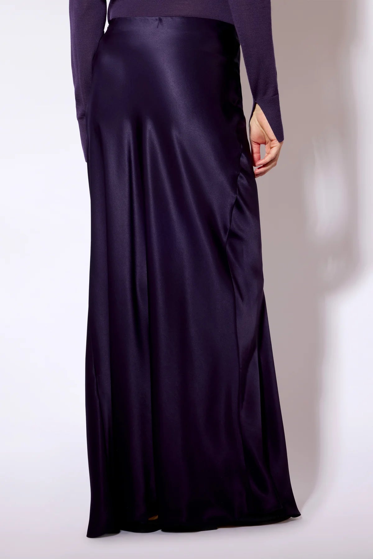 SATIN MAXI SKIRT - BLUEBERRY