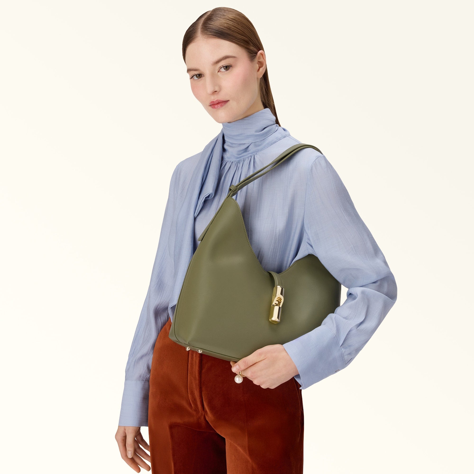 FURLA GOCCIA MEDIUM SHOULDER BAG - AVOCADO