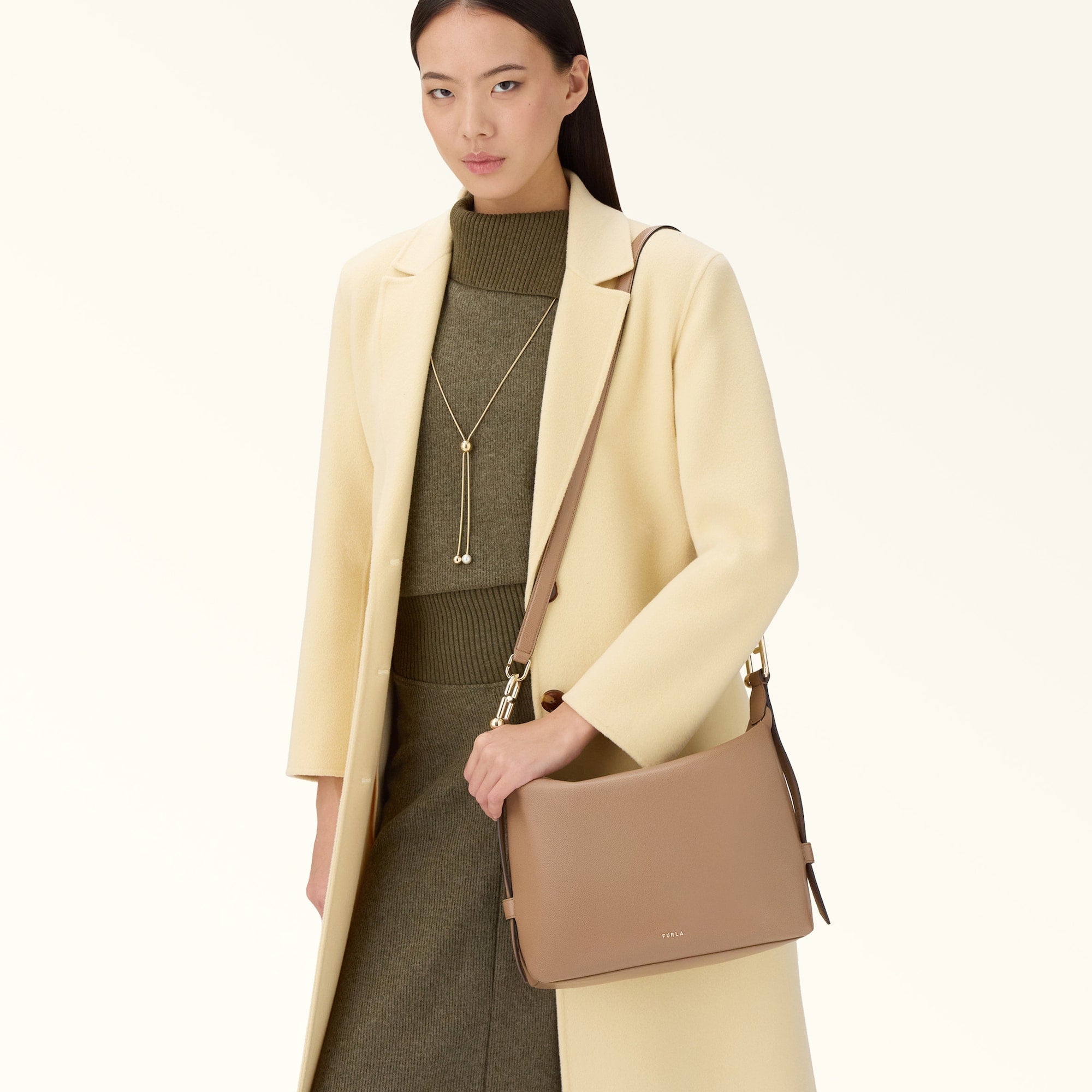 FURLA TONIE MEDIUM SHOULDER BAG - TOFFEE