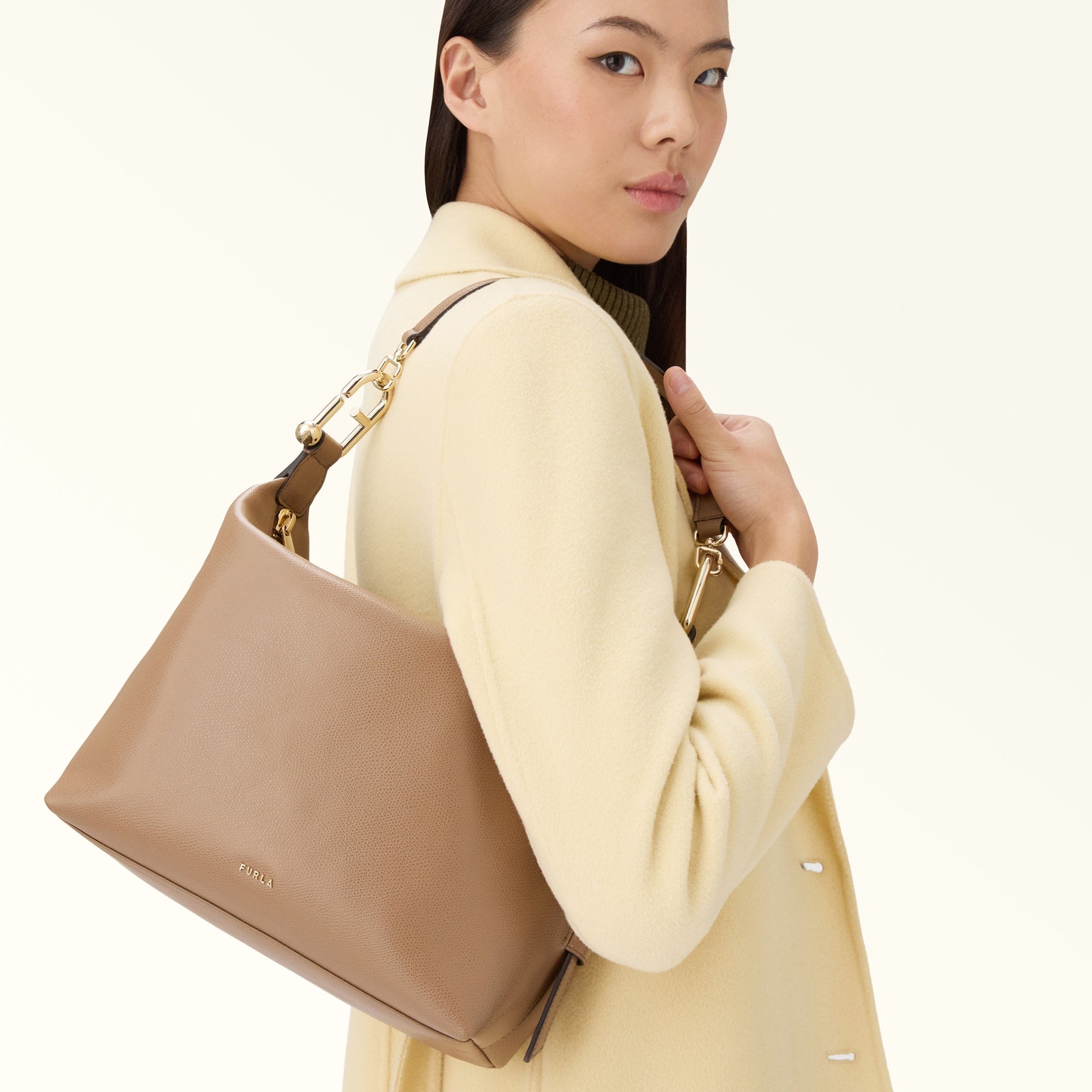 FURLA TONIE MEDIUM SHOULDER BAG - TOFFEE