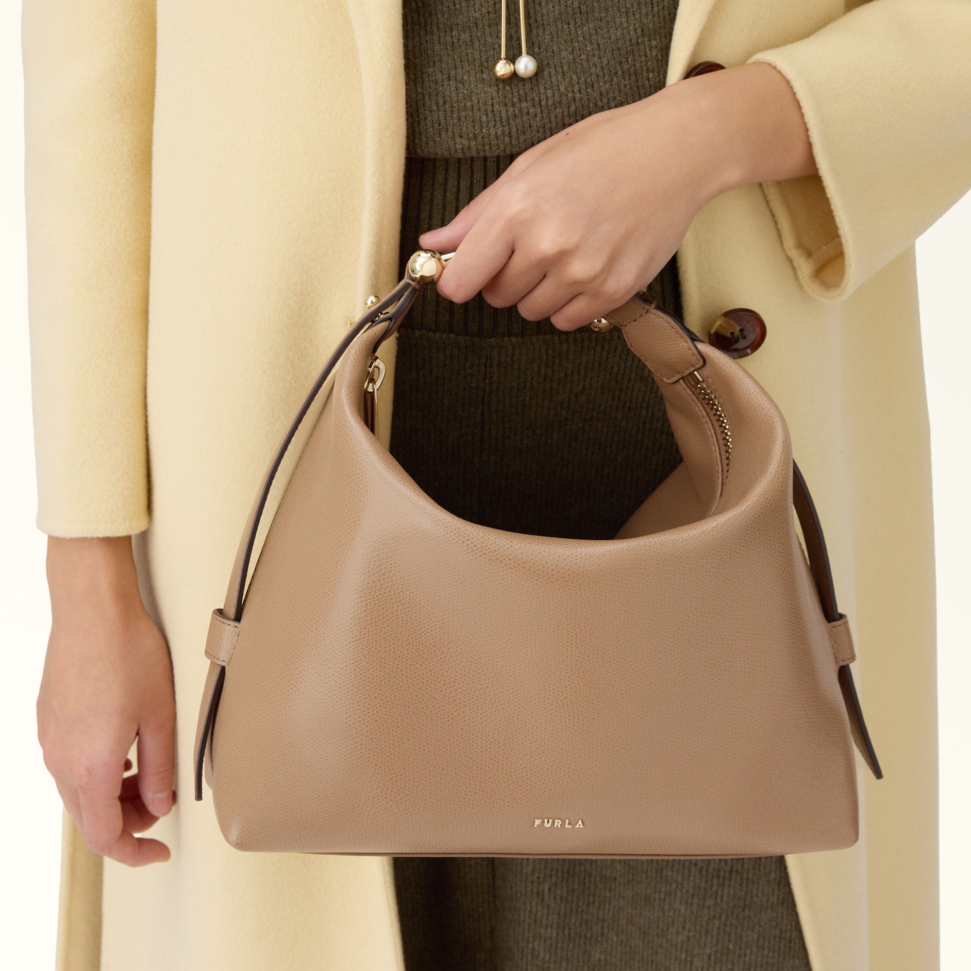 FURLA TONIE MEDIUM SHOULDER BAG - TOFFEE