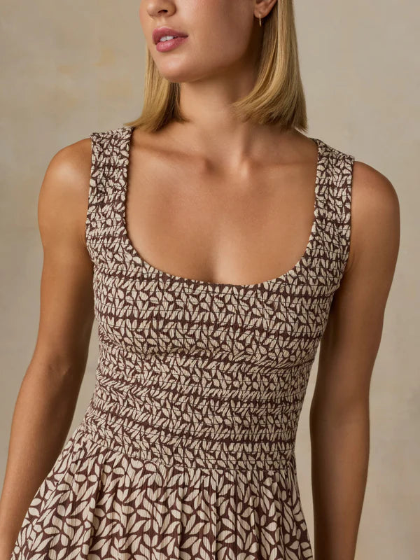 SOPHIA SMOCKED DRESS - CHOCOLATE PETAL