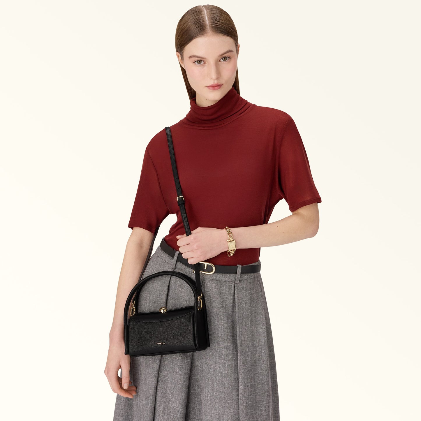 FURLA NICOLE MINI BOSTON BAG - BLACK
