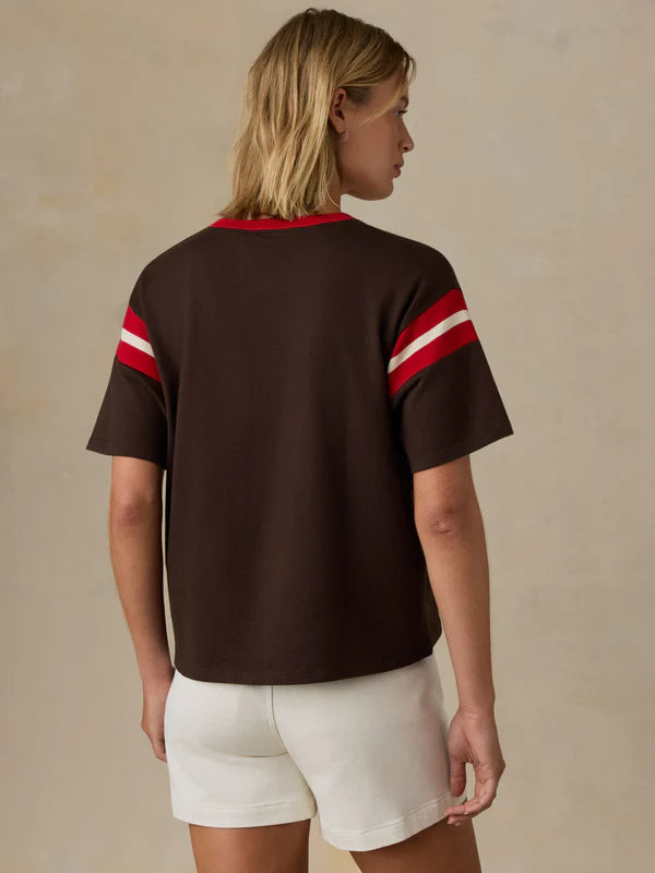 SPORT JERSEY THROWBACK TEE - ESPRESSO VARSITY