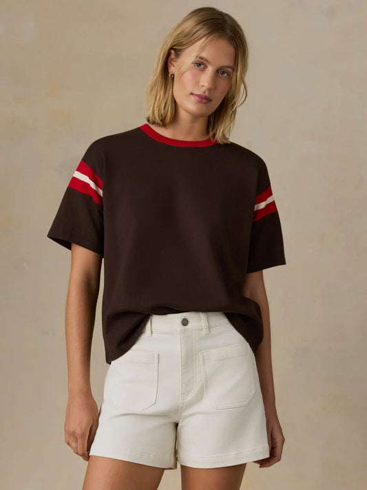 SPORT JERSEY THROWBACK TEE - ESPRESSO VARSITY