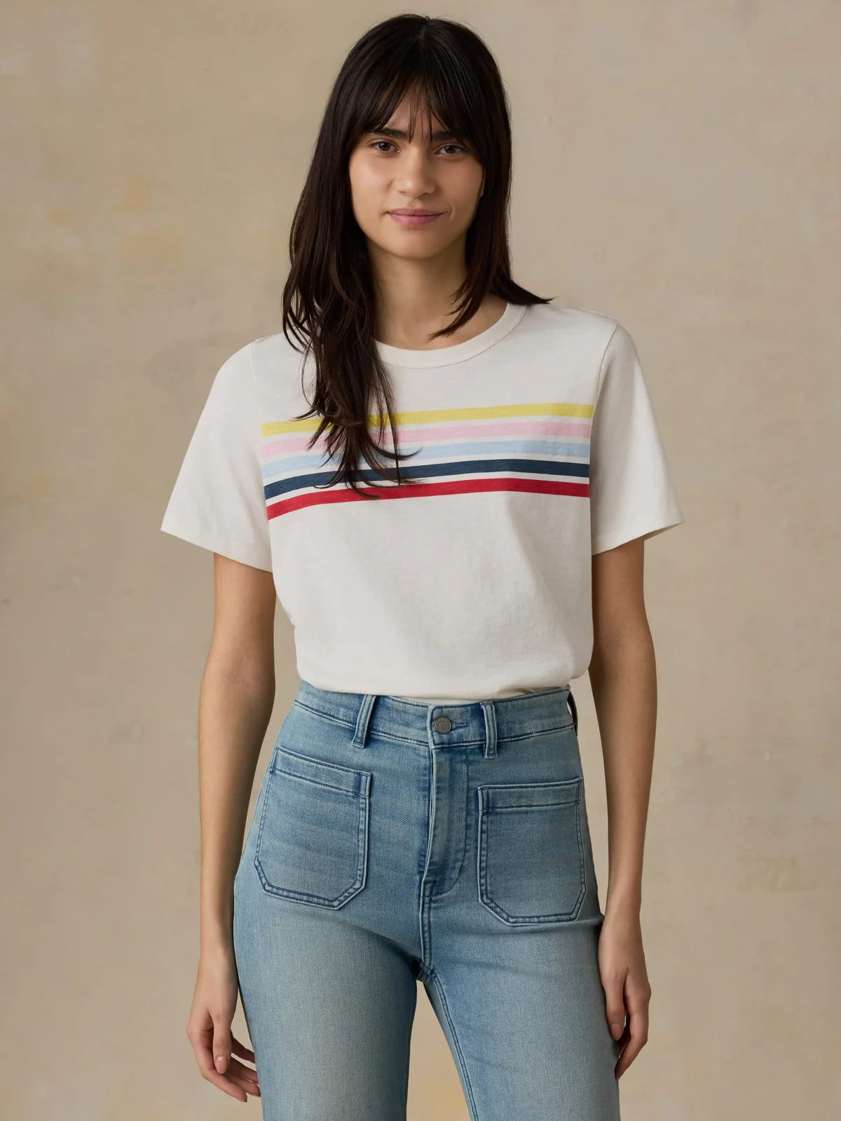 SUNWASHED ESSENTIAL TEE - SUNSET PARADE STRIPE