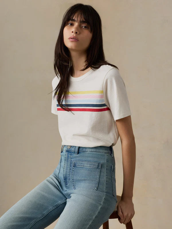 SUNWASHED ESSENTIAL TEE - SUNSET PARADE STRIPE