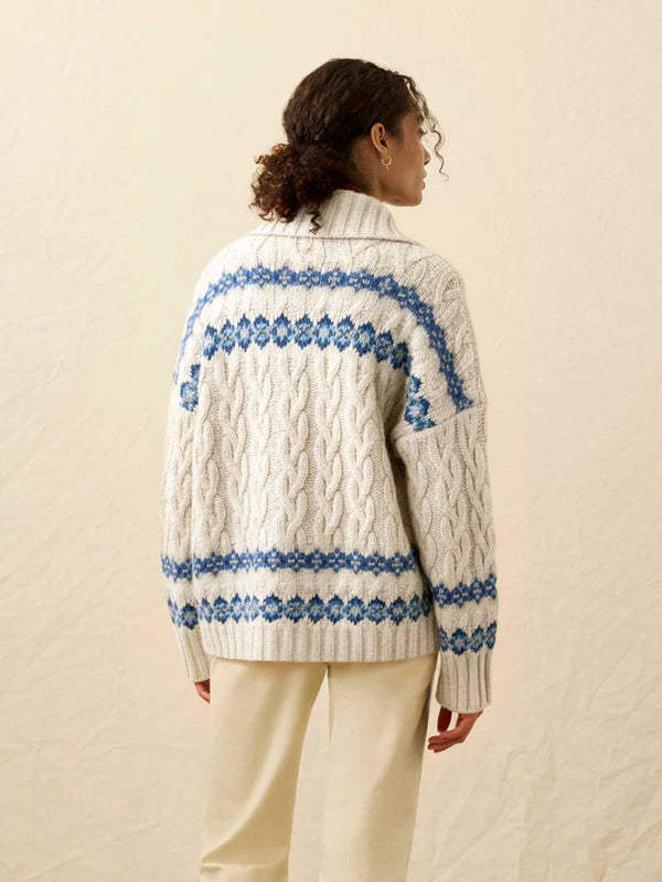 HIGHLAND FAIRISLE CARDIGAN - LAKESIDE FAIRISLE SNOW