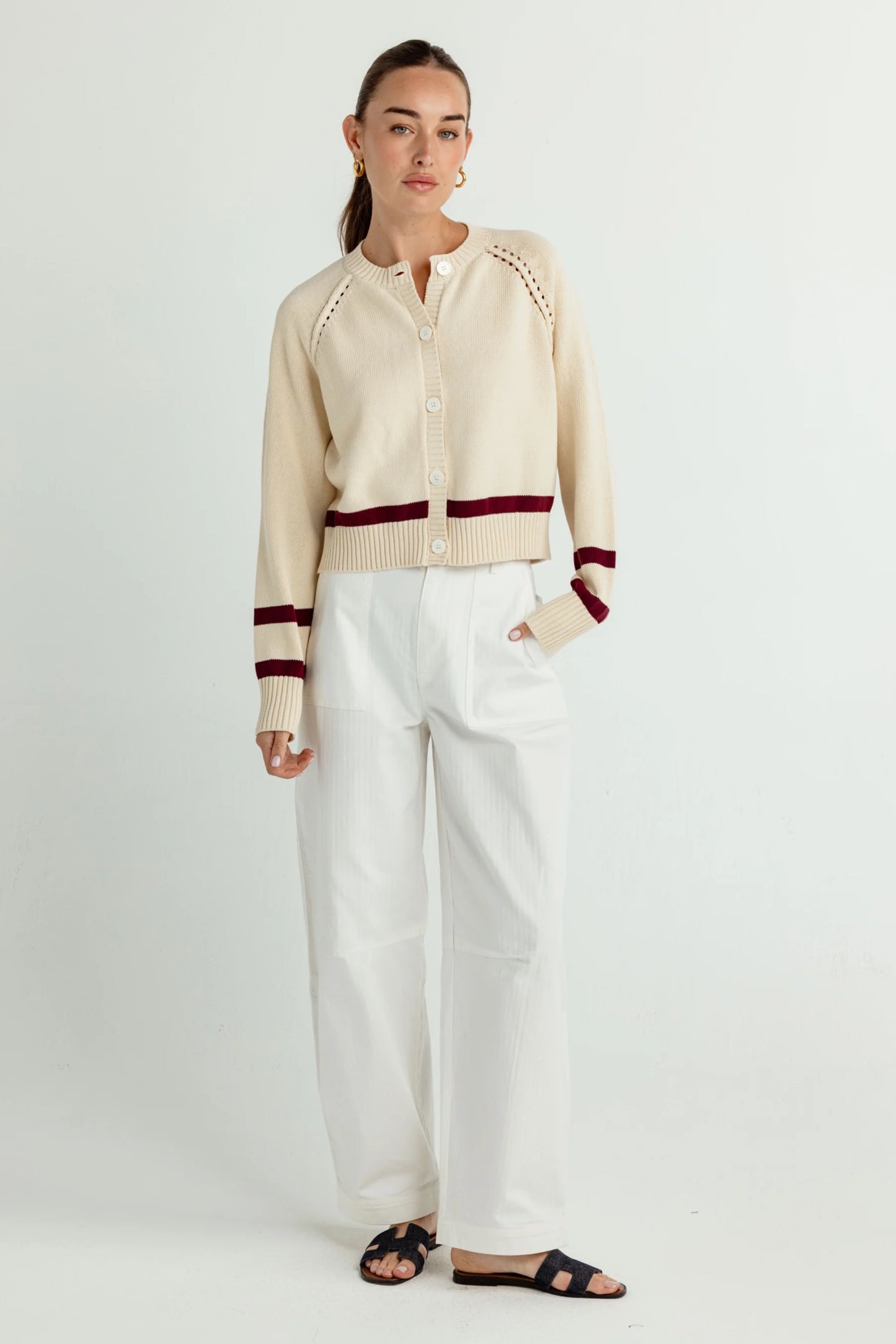 NICOLETTE COTTON CARDIGAN - MULBERRY