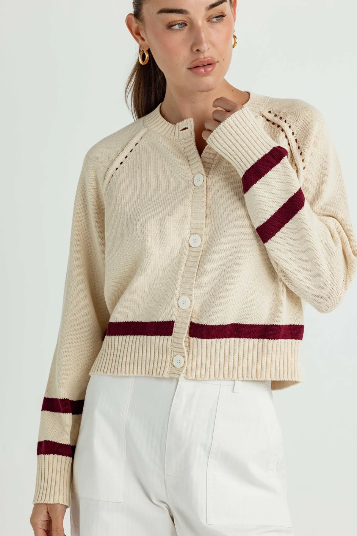NICOLETTE COTTON CARDIGAN - MULBERRY