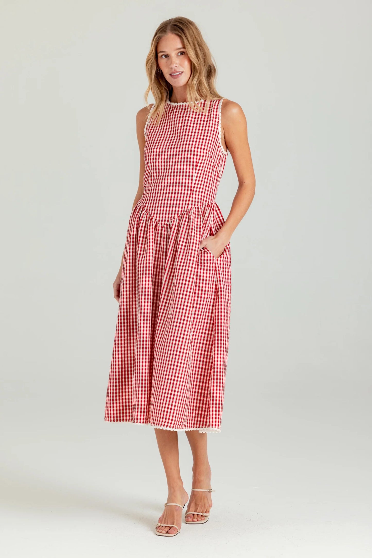 PAIGE GINGHAM DRESS - MONTAUK GINGHAM