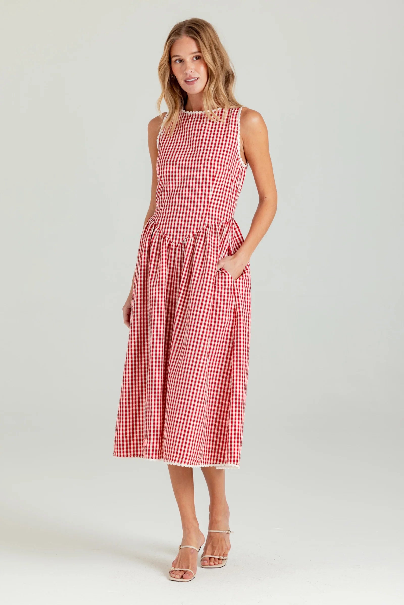 PAIGE GINGHAM DRESS - MONTAUK GINGHAM