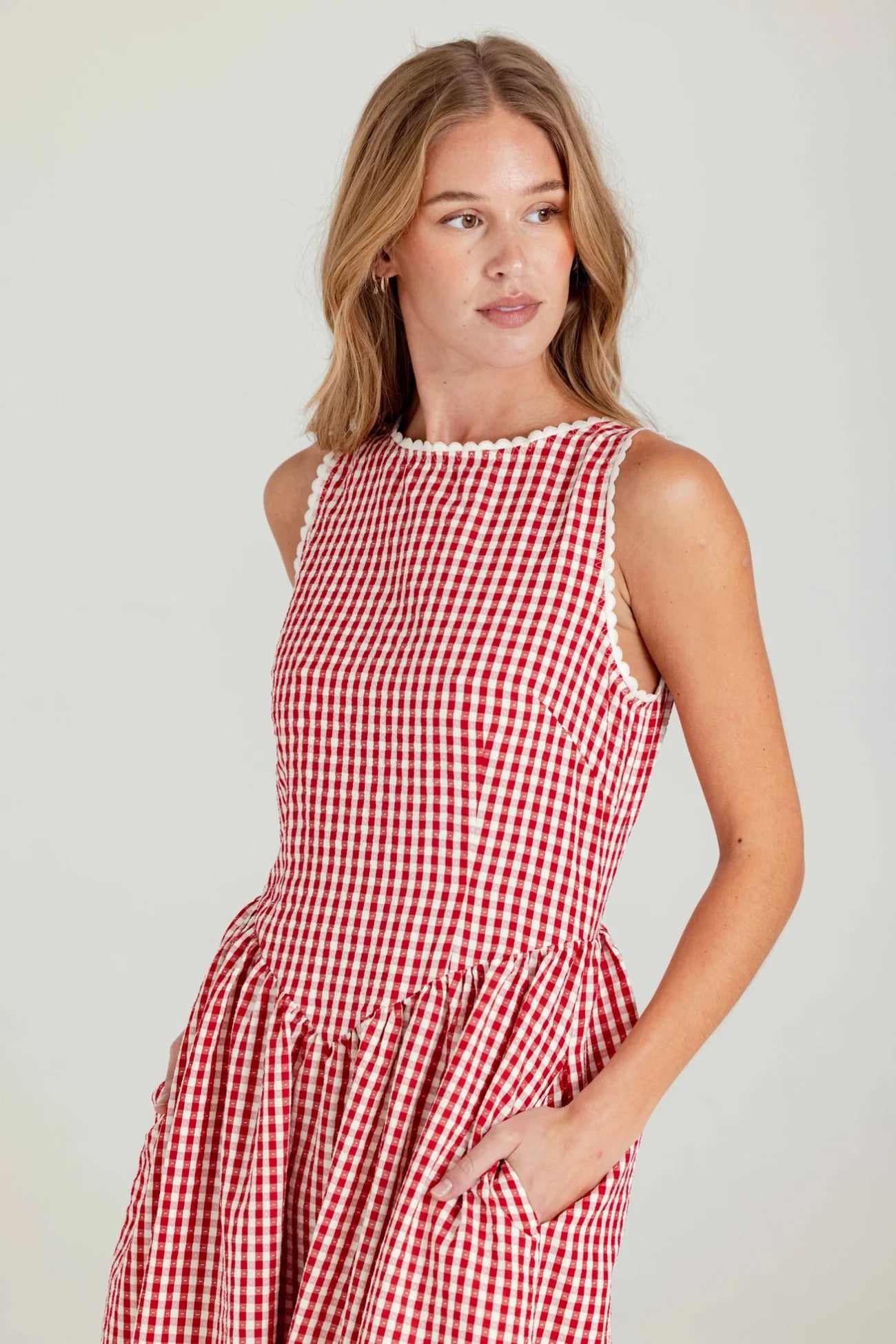 PAIGE GINGHAM DRESS - MONTAUK GINGHAM
