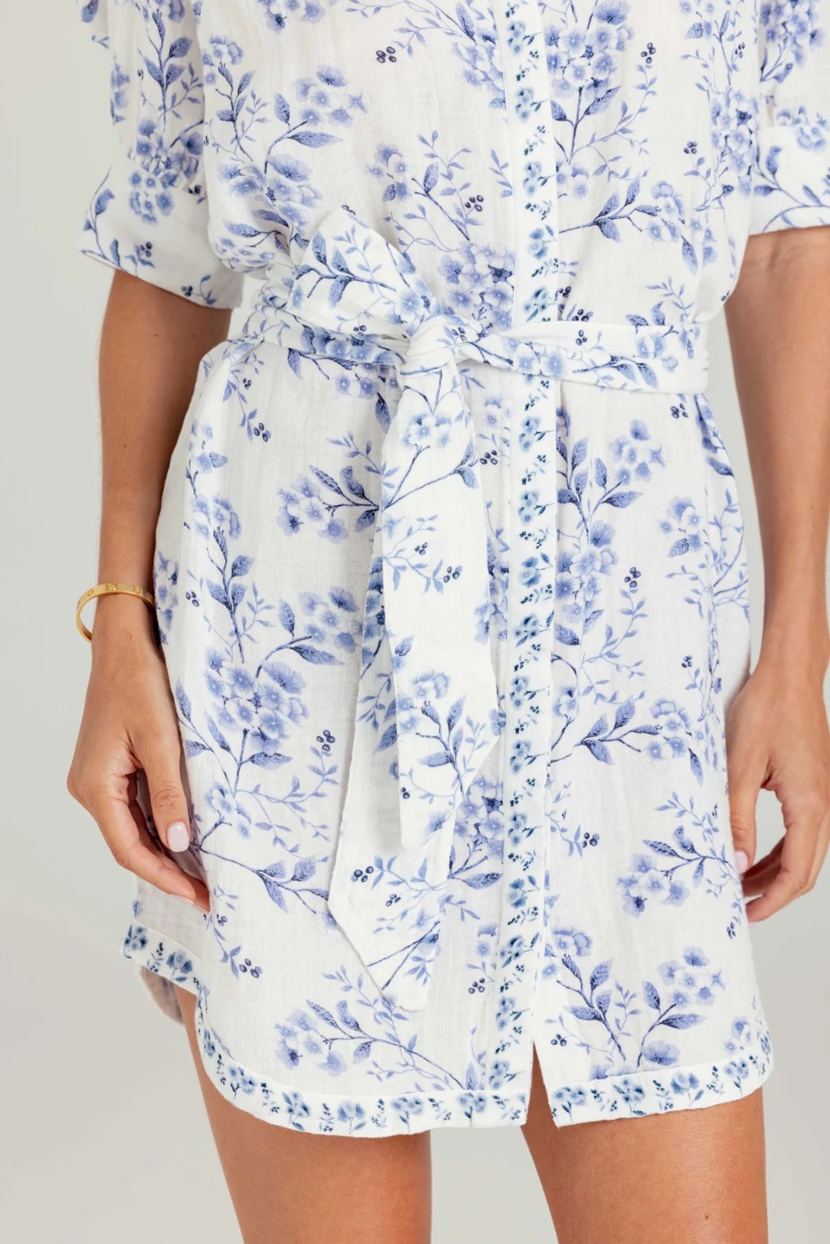 SOLSTICE COTTON GAUZE DRESS - AZURE BLOOM PRINT