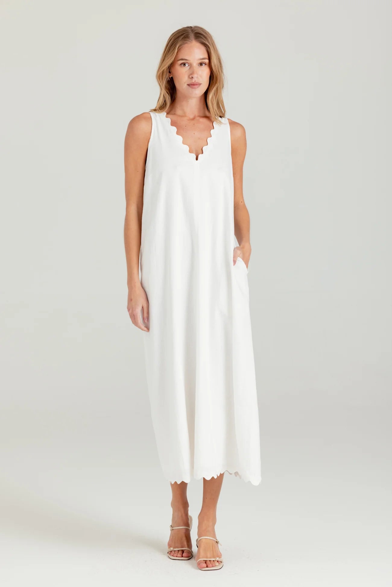 ELLERY LINEN BLAND MAXI DRESS - WHISPER WHITE