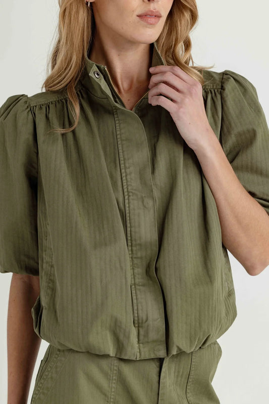 TEDDY SHORT SLEEVE JACKET - OLIVINE