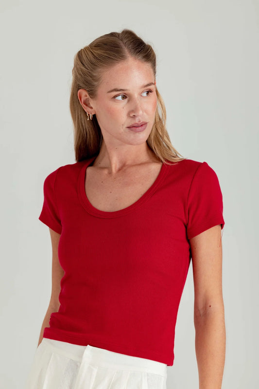 JAZ SOFT COTTON JERSEY TEE - MONTAUK RED