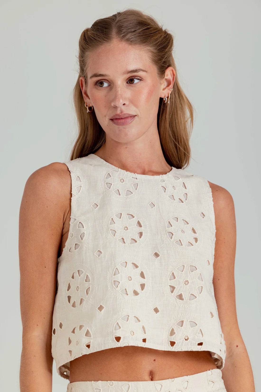 RAE LINEN TOP - MOONBEAM