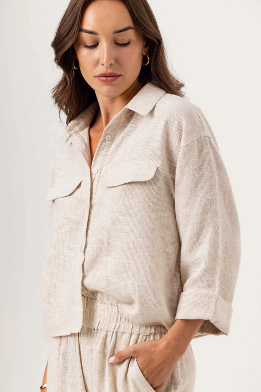 WEAVE SIMONA COTTON SHIRT - MOONBEAM