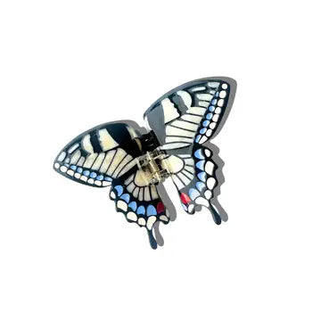 HAND-PAINTED SWALLOWTAIL BUTTERFLY CLAW HAIR CLIP - WHITE