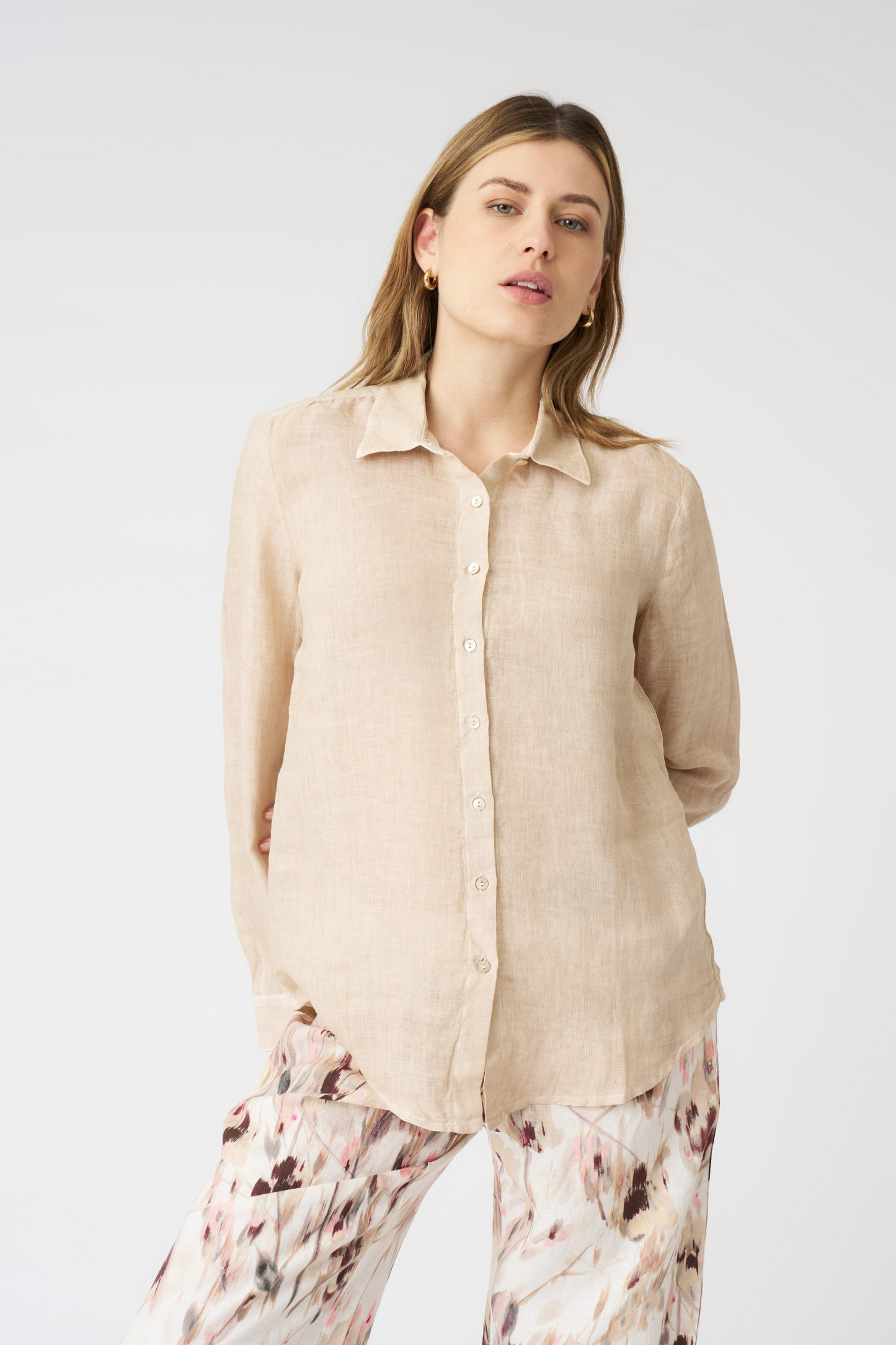 SOLID LINEN T-SHIRT - SOFT FADE BEIGE