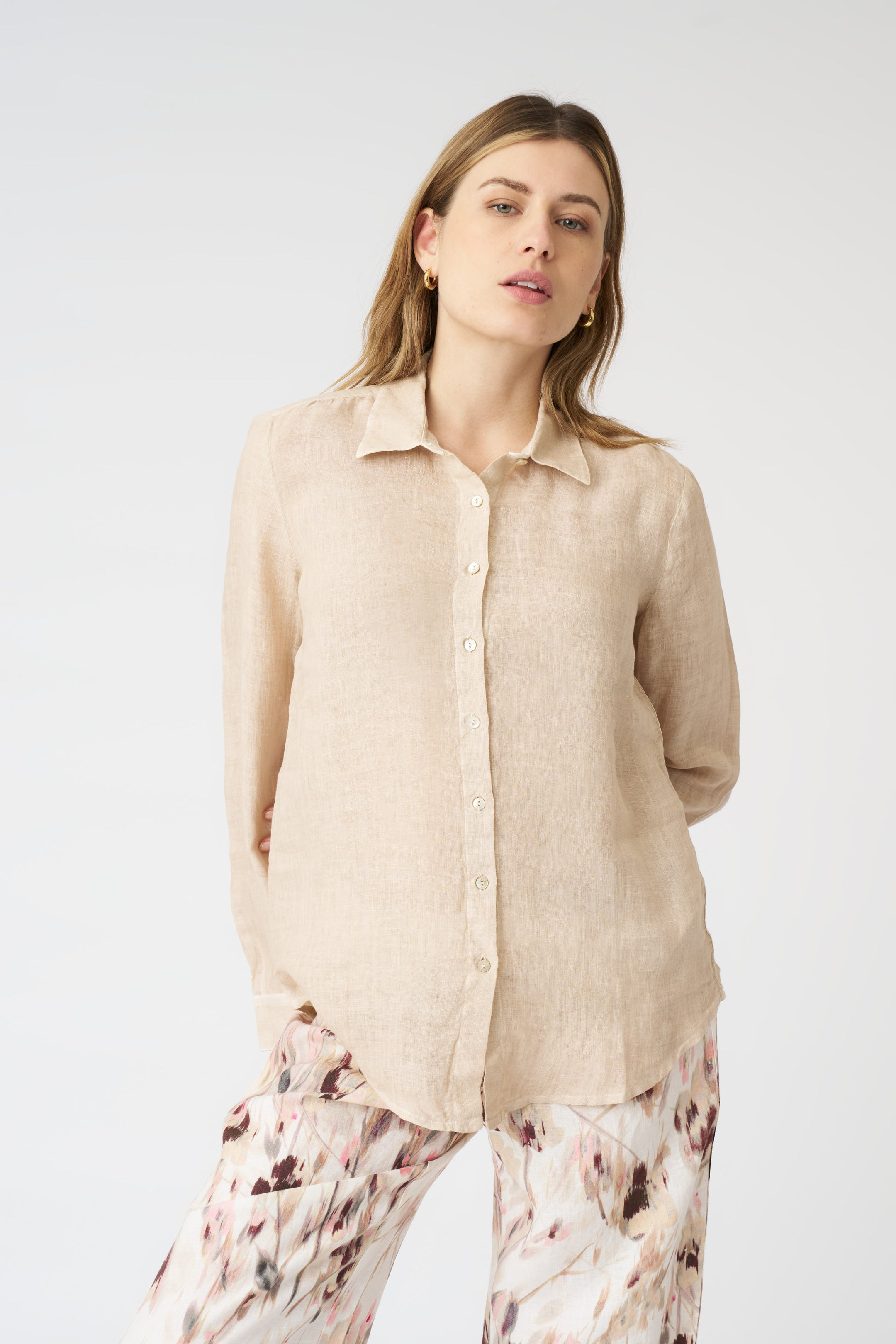 SOLID LINEN T-SHIRT - SOFT FADE BEIGE