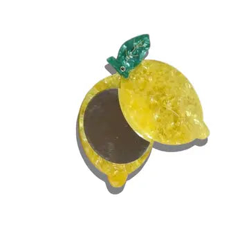 HAND-PAINTED LEMON COMPACT MIRROR