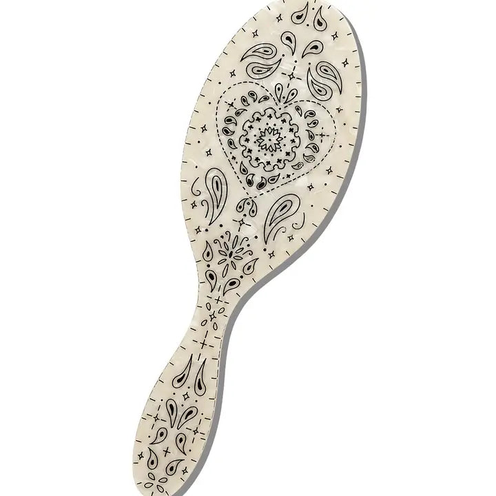 HAND PAINTED CREAM PAISLEY BRUSH