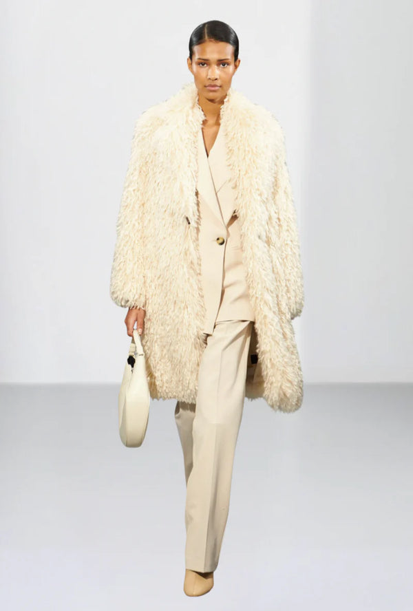 RURI AFGAN FIR INSPIRED COAT - OFF WHITE