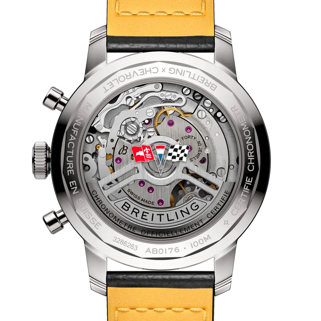 TOP TIME B01 CHEVROLET CORVETTE STAINLESS STEEL WATCH WITH RED FACE AND BLACK RACING-THEMED CALFSKIN LEATHER STRAP