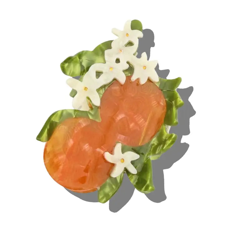 HAND PAINTED ORANGE BLOSSOM HAIR CLIP