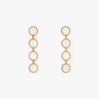 AMY FEATHER ROUND BEZEL DROP EARRINGS