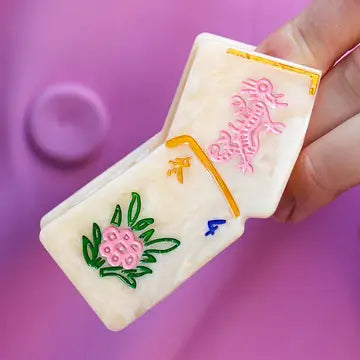HAND-PAINTED MINI FLOWER MAHJONG CLAW HAIR CLIP