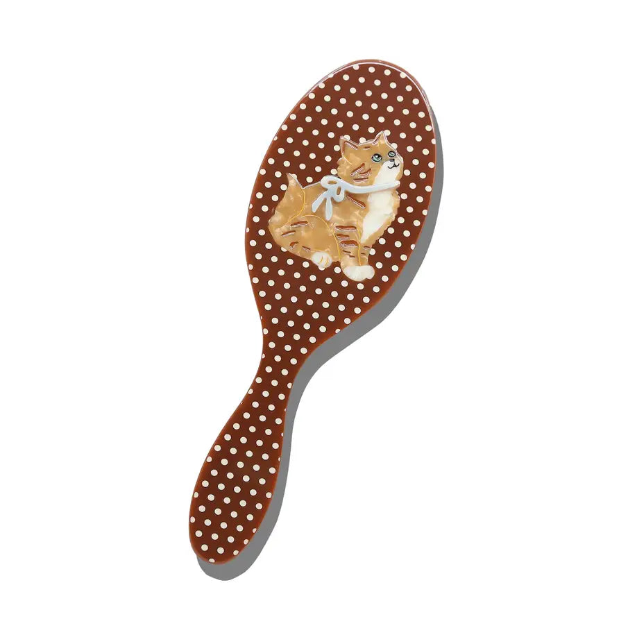 HAND PAINTED VINTAGE KITTEN BRUSH