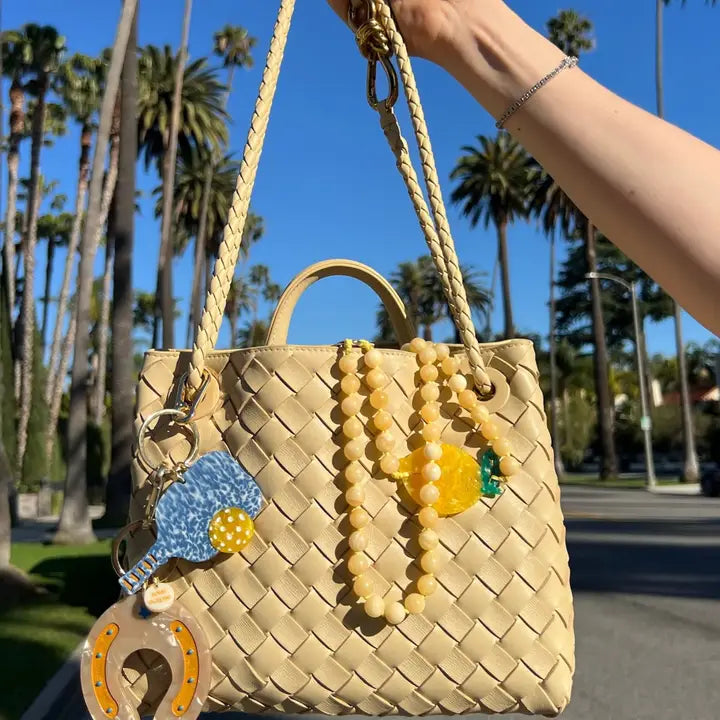 HAND PAINTED LEMON GEMSTONE CROSSBODY PHONE CHAIN