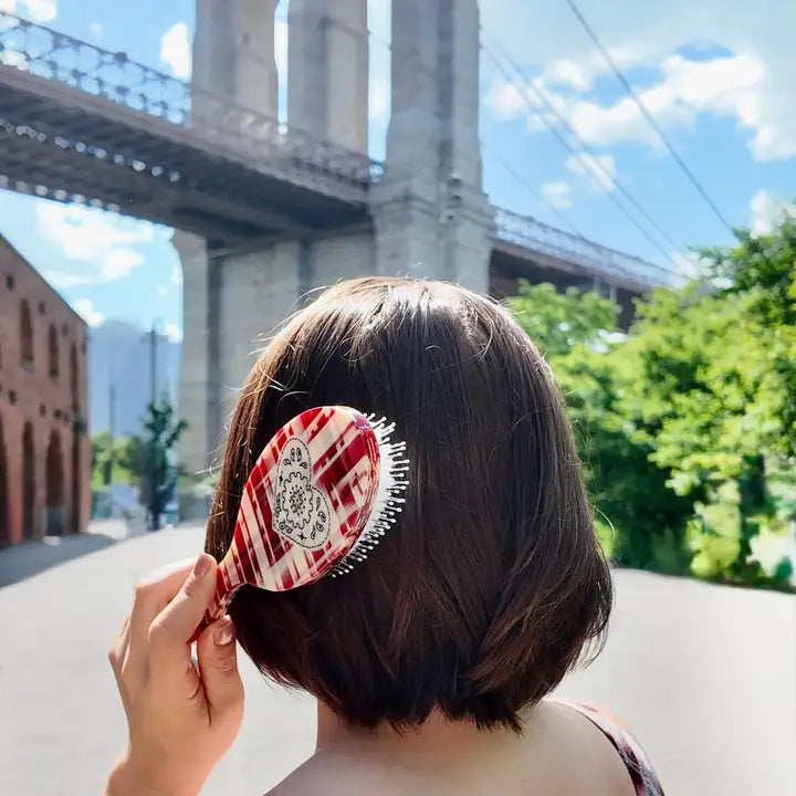 HAND PAINTED PAISLEY HEART AMAZING DAY HAIR BRUSH