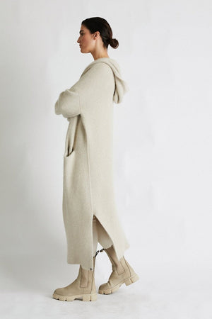 VIVIAN CASHMERE COAT WITH HOOD - SHELL BEACH