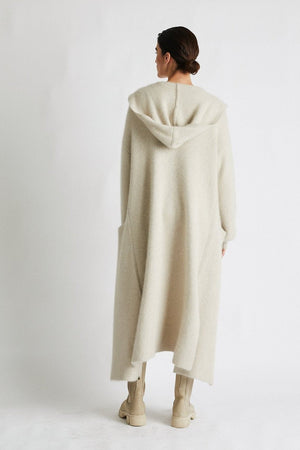 VIVIAN CASHMERE COAT WITH HOOD - SHELL BEACH