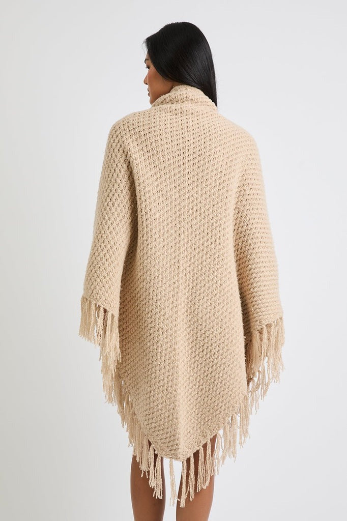 STEPHANIE POPCORN FRINGE WRAP - SAND
