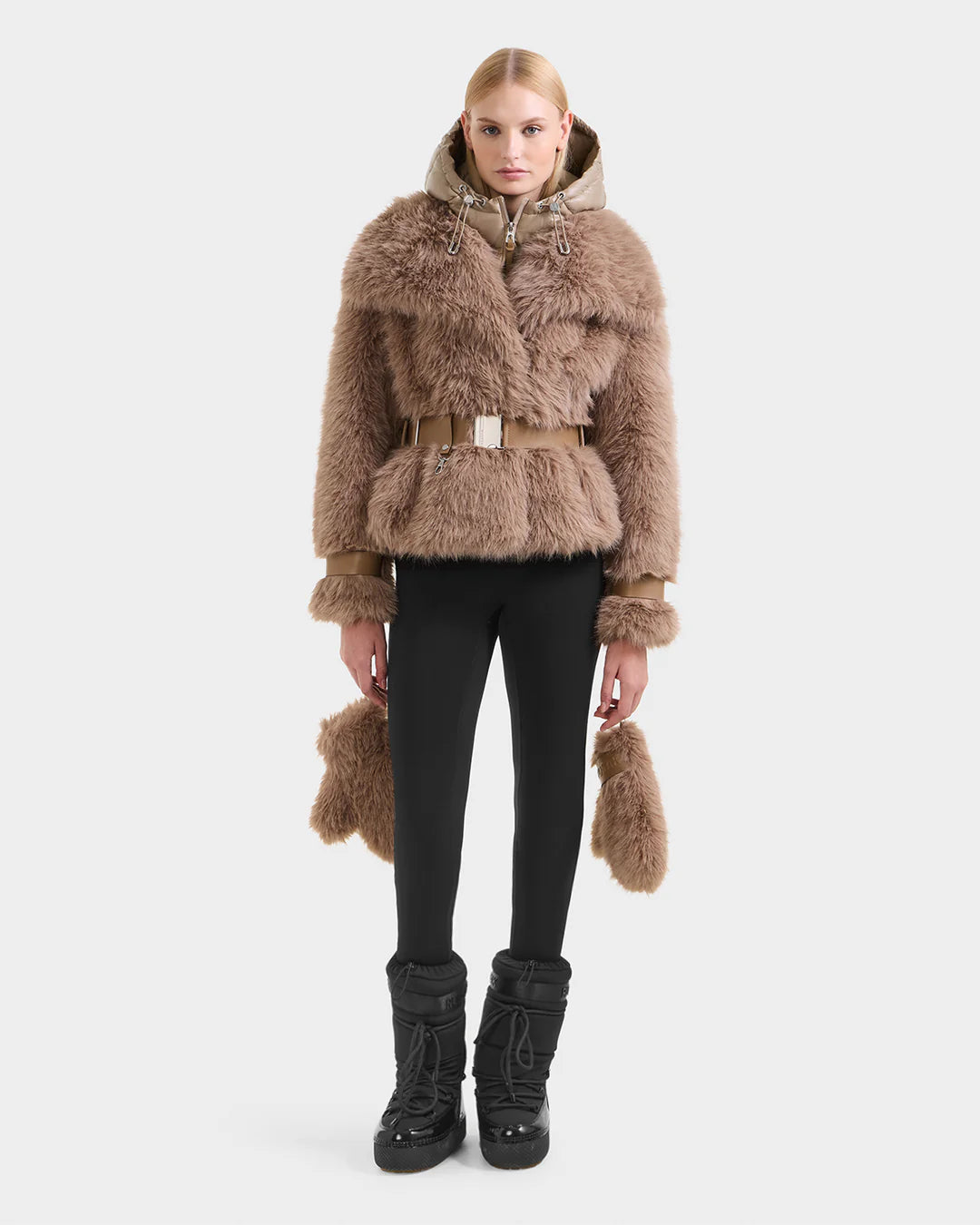 CHLOE FAUX FUR COAT - CAMEL