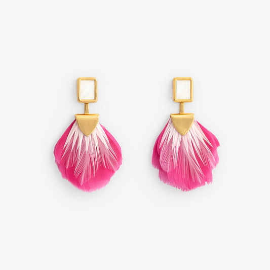BRIDLE FEATHER BEZEL DROP EARRINGS