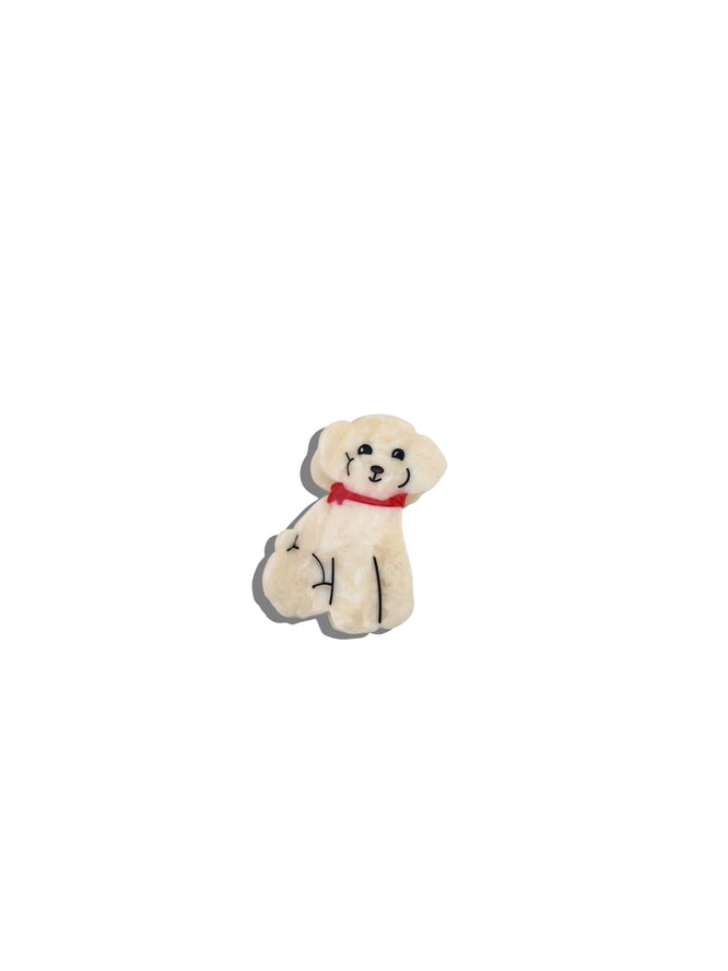 HAND PAINTED DOODLE PUPPY HAIR CLIP- WHITE