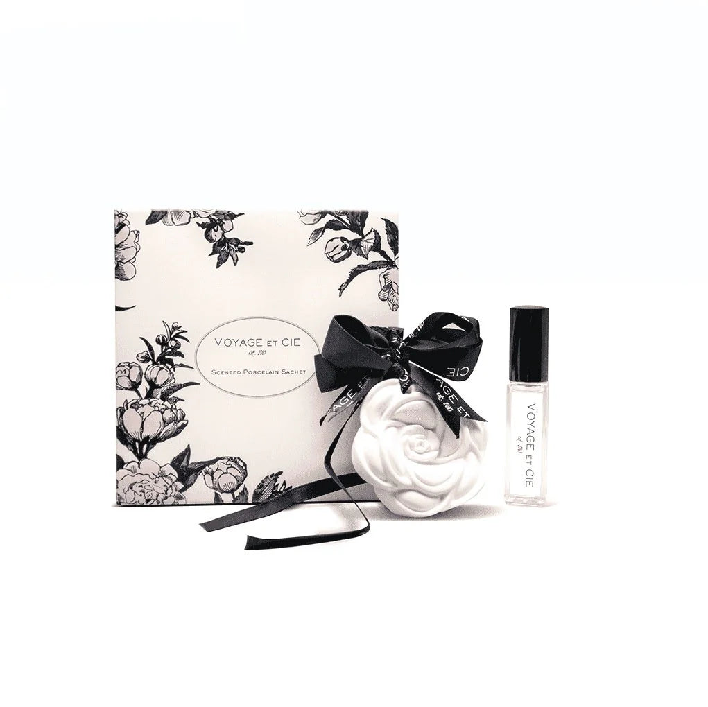 CERAMIC ROSE SACHET WITH OIL- JASMIN COCO