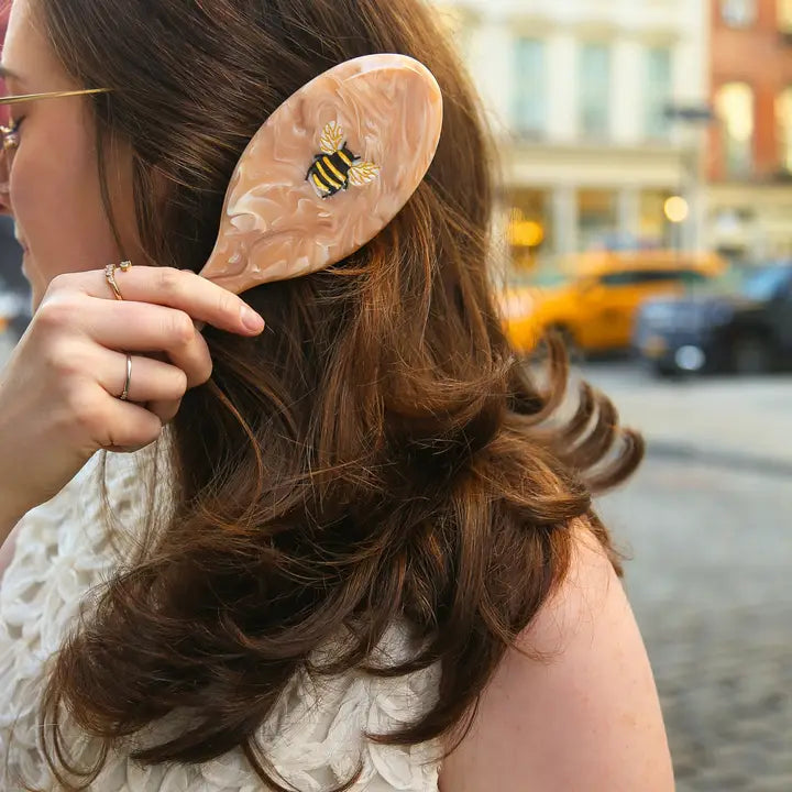 HAND PAINTED HONEY BEE HAIR BRUSH