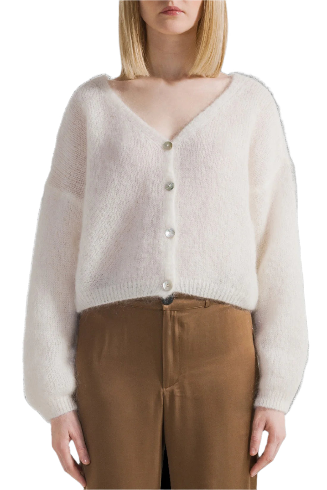 CORNELIA CROPPED CARDIGAN - WHITE
