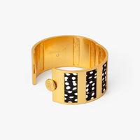 CRYSTAL STRIPED FEATHER CUFF BRACELET
